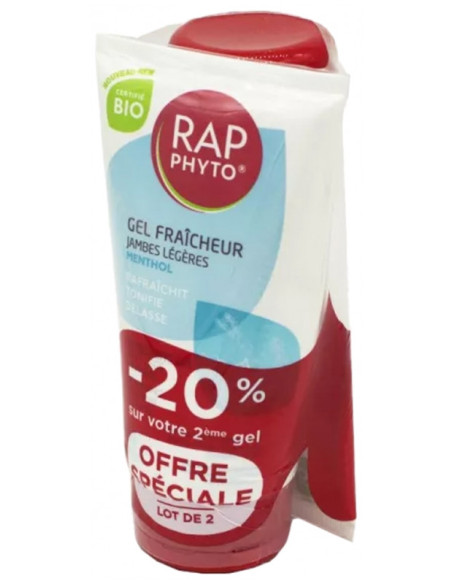 Rap Phyto Gel Fraîcheur Jambes Légères Menthol Bio- Lot de 2 x 150 ml