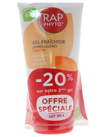 Rap Phyto Gel Fraîcheur Jambes Légères Agrume Bio - Lot de 2 x 150 ml