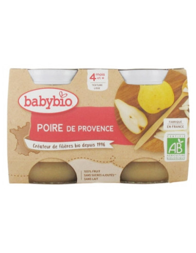 Babybio Poire 4 Mois et + Bio- 2 Pots de 130 g