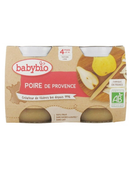 Babybio Poire 4 Mois et + Bio- 2 Pots de 130 g