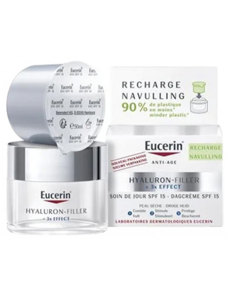 Eucerin Hyaluron-Filler + 3x Effect Soin de Jour SPF15 Peau Sèche Recharge - 50 ml