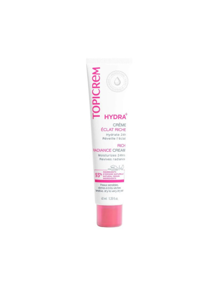 Topicrem HYDRA+ - Crème Hydratante Eclat Riche - Visage - Peaux Sèches à Très Sèches - 40ml