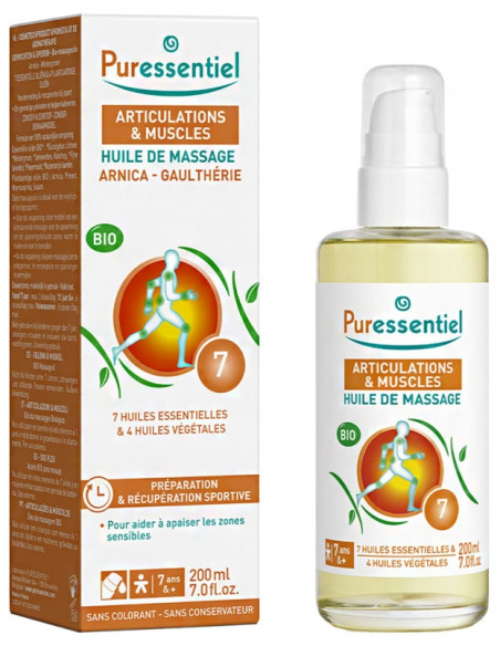 Puressentiel Articulations & Muscles Huile de Massage Arnica Gaulthérie Bio - 200 ml