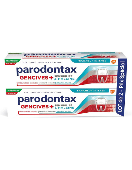 Parodontax Dentifrice Gencives + Sensibilité & Haleine Fraîcheur Intense - Lot de 2x75ml