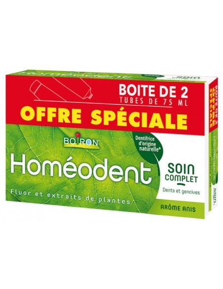 Boiron Homéodent Soin Complet Dents et Gencives  - Arôme : Anis -Lot de 2 x 75 ml
