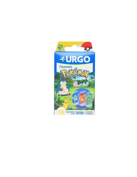 Urgo Pansements prédécoupés Pokémon effet Tatoo - 16 pansements