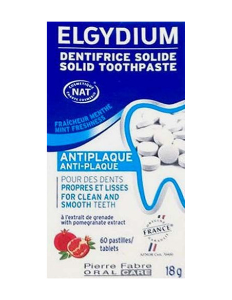Elgydium Dentifrice Naturel Solide Anti-Plaque - 60 pastilles