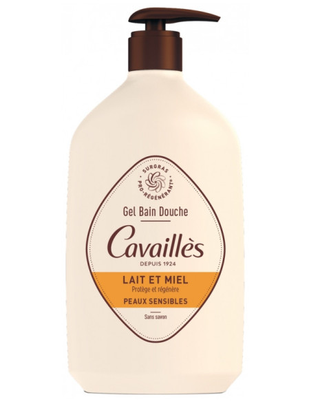 Cavaillès Gel Bain Douche Peaux Sensibles Lait et Miel - 1 L