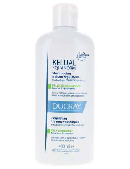 Ducray Kelual Squanorm Shampoing Traitant Régulateur Pellicules Grasses - 400 ml