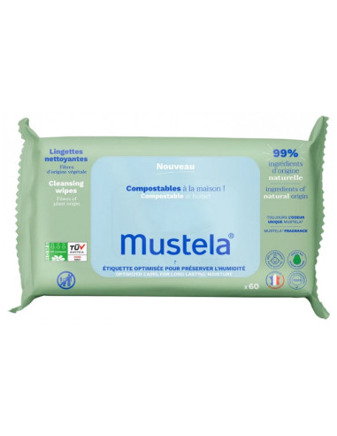 Mustela Lingettes Nettoyantes Compostables Avec...