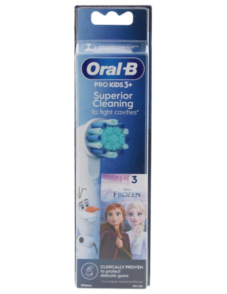 Oral-B Pro Kids 3 Ans et + 3 Brossettes de Rechange - Modèle : Reine des Neiges