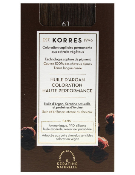 Korres Coloration Permanente Huile d'Argan - Coloration : 6.1 Blond Foncé Cendré
