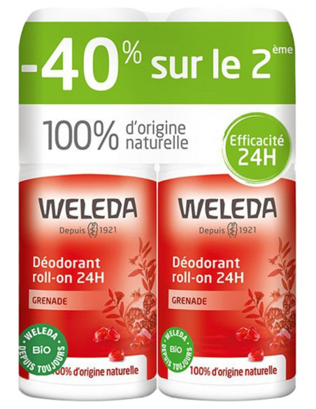Weleda Déodorant à la Grenade Roll-on 24H - Lot de 2 x 50 ml