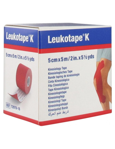 BSN Médical Leukotape K Bande Taping de kinésiologie 5 cm x 5 m - Rouge
