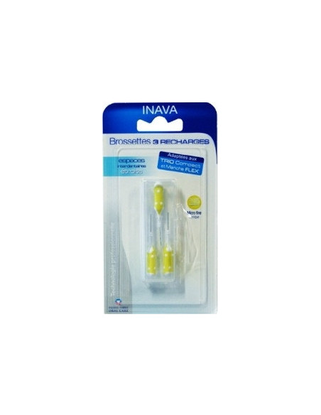 INAVA Brossettes interdentaires étroits - 3 recharges micro fines coniques 2,5 à 2,2mm