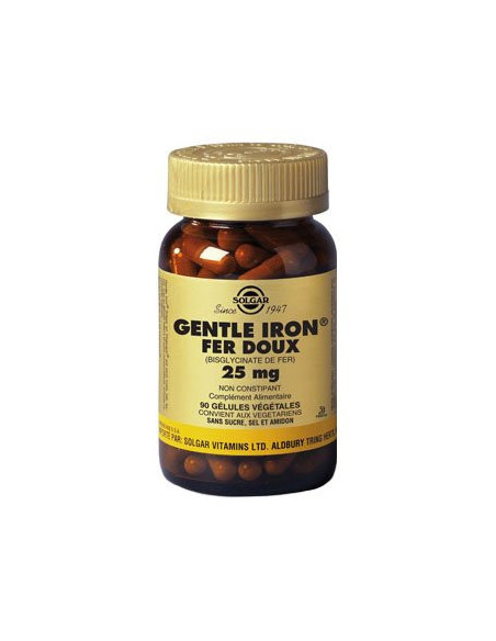 Solgar Gentle Iron Fer Doux 25mg - 90 gélules végétales
