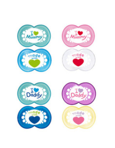 Sucette Coeur Silicone + 6 mois - 2 sucettes