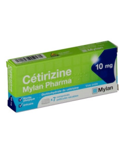 CETIRIZINE MYLAN PHARMA  10mg, comprimé pelliculé sécable - 7 comprimés