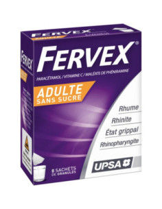 FERVEX SANS SUCRE, granulé pour solution buvable en sachet - 8 sachets