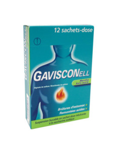 GAVISCONELL MENTHE SANS SUCRE, suspension buvable en sachet-dose édulcorée à la saccharine sodique- 24 sachets 2