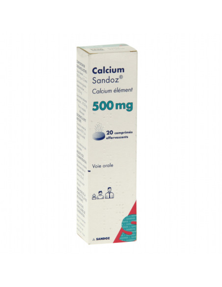 CALCIUM SANDOZ 500 mg - 20 comprimés effervescents