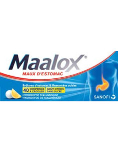 MAALOX MAUX D'ESTOMAC SANS SUCRE, comprimé à croquer édulcoré à la saccharine sodique, au sorbitol et au maltitol - 40 comprimés
