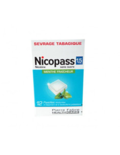 NICOPASS 1,5 mg SANS SUCRE MENTHE FRAICHEUR, pastille édulcorée à l'aspartame et à l'acésulfame potassique - 96 pastilles 2