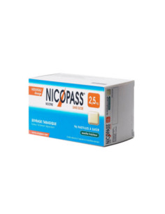 NICOPASS MENTHE FRAICHEUR 2,5 mg SANS SUCRE, pastille édulcorée à l'aspartam et à l'acésulfame potassique  - 96 pastilles