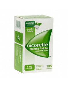 NICORETTE MENTHE FRAICHE 4 mg SANS SUCRE, gomme à mâcher médicamenteuse édulcorée au xylitol et à l'acésulfame potassique - 30 g 2