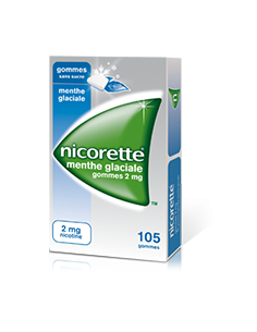 NICORETTE MENTHE GLACIALE 2mg SANS SUCRE, gomme à mâcher médicamenteuse édulcorée au xylitol et à l'acésulfame potassique - 30 g 2