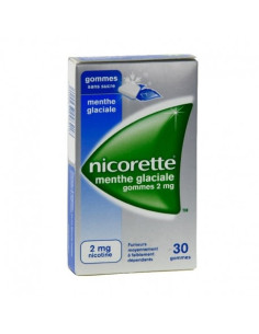 NICORETTE MENTHE GLACIALE 2mg SANS SUCRE, gomme à mâcher médicamenteuse édulcorée au xylitol et à l'acésulfame potassique - 210 2