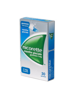 NICORETTE MENTHE GLACIALE 4mg SANS SUCRE, gomme à mâcher médicamenteuse édulcorée au xylitol et à l'acésulfame potassique - 105 2