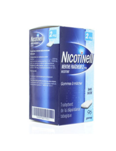NICOTINELL MENTHE FRAICHEUR 2 mg SANS SUCRE, gomme à mâcher médicamenteuse- 96 gommes