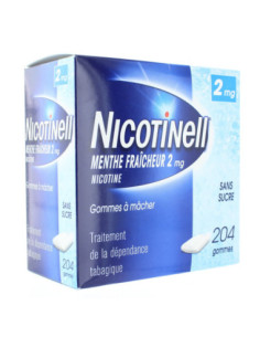 NICOTINELL MENTHE FRAICHEUR 2 mg SANS SUCRE, gomme à mâcher médicamenteuse- 204 gommes