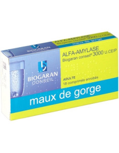 ALFA-AMYLASE BIOGARAN CONSEIL 3000 U.CEIP, comprimé enrobé - 18 comprimés