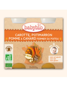 Petit Pot Menu Carrote, Potimarron, Pomme & Canard fermier du Poitou - 2x200g
