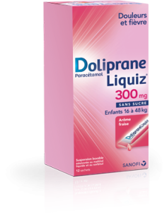DOLIPRANELIQUIZ 300 mg SANS SUCRE, suspension buvable en sachet édulcorée au maltitol liquide et au sorbitol