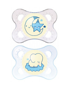 Sucette Silicone 0-6 mois Nuit - 2 unités