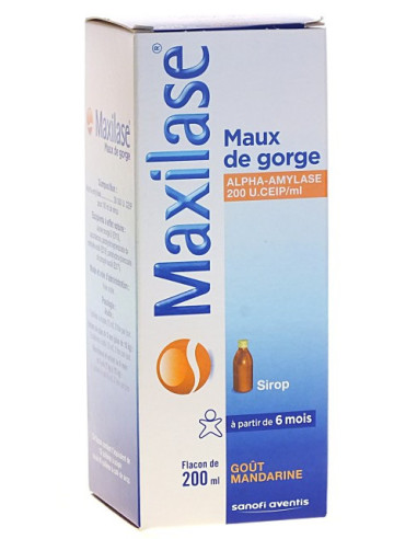 MAXILASE MAUX DE GORGE ALPHA-AMYLASE 200 U. CEIP/ml, sirop