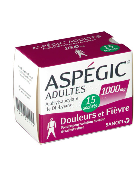ASPEGIC ADULTES 1000 mg, poudre pour solution buvable en sachet-dose - 15 sachets