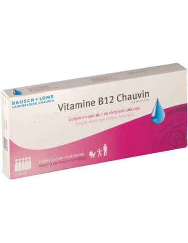 VITAMINE B12 CHAUVIN 0,2 mg/0,4 ml, collyre en solution en récipient unidose