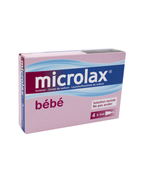 MICROLAX BEBE SORBITOL CITRATE ET LAURILSULFOACETATE DE SODIUM, solution rectale en récipient unidose - 4x3ml