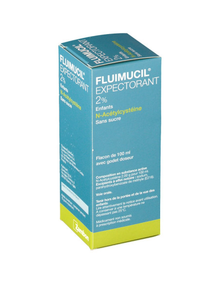 FLUIMUCIL EXPECTORANT ACETYLCYSTEINE 2 % ENFANTS SANS SUCRE, solution buvable édulcorée à la saccharine sodique, au cyclamate de