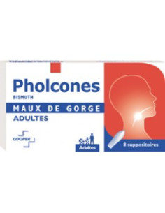 PHOLCONES BISMUTH ADULTES - 8 suppositoires