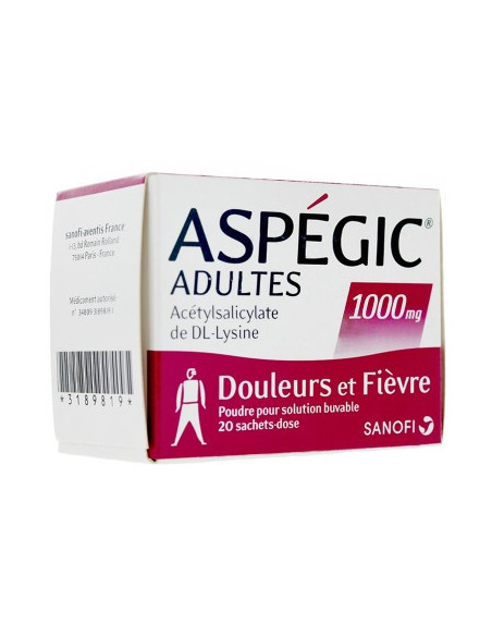 ASPEGIC ADULTES 1000 mg, poudre pour solution buvable en sachet-dose - 20 sachets
