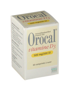 OROCAL VITAMINE D3 500 mg/200 UI - 60 comprimés à sucer