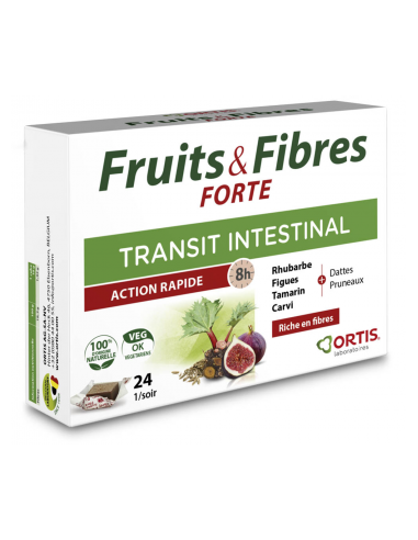 ORTIS Fruits & Fibres Forte Transit Intestinal Action Rapide - 24 cubes