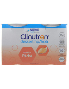 Clinutren Dessert HP/HC+ saveur pêche - 4x200g