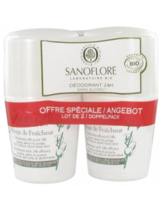 Sanoflore Nuage de Fraicheur Déodorant Efficacité 24H Roll-On Bio - Lot de 2 x 50 ml