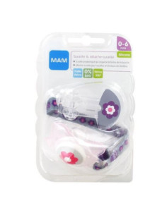 MAM SUCETTE SILICONE ANATOMIQUE 0-6 MOIS + ATTACHE-SUCETTE AVEC CLIP